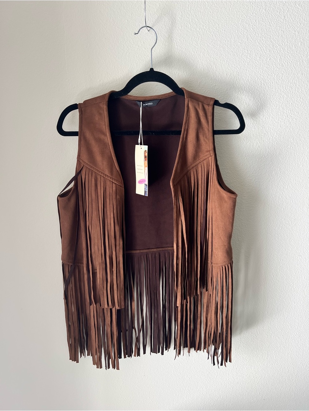 Olive Fringe Vest - Sleeveless Faux Suede Women’s Top - Picture 2 of 2